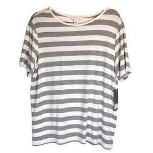 Nordstrom Signature SOFT Striped Short Sleeve T-Shirt, Large NEW Jersey Knit